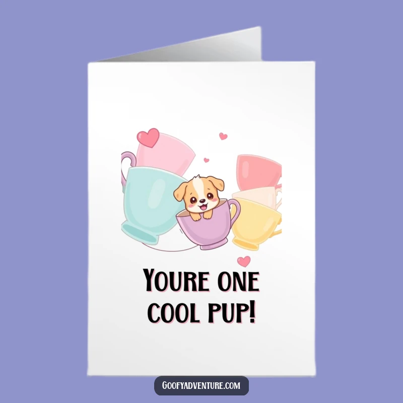 Free Printable Puppy Congrats Card: Teacup Zipline Funny Downloadable Gift