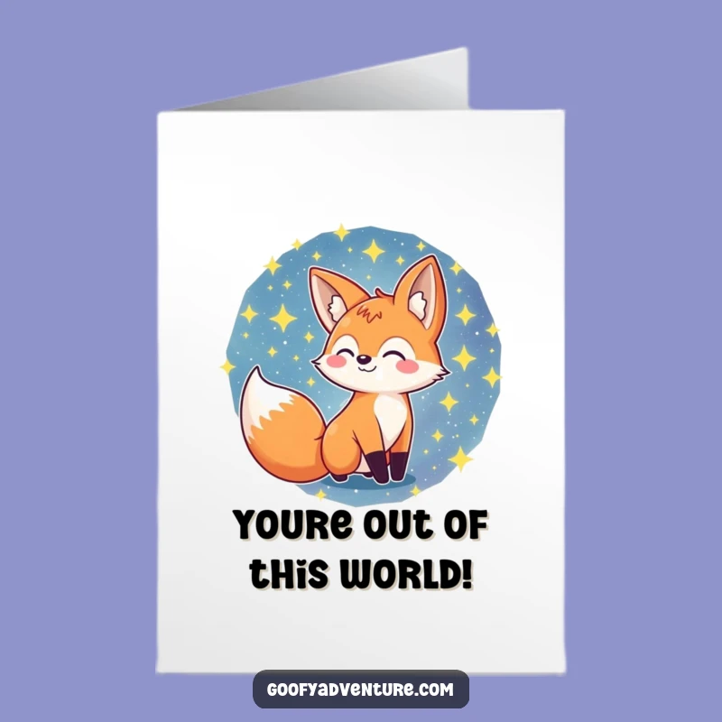 Free Printable Congrats Card: Fox in Galaxy, Funny Stellar Downloadable Success Gift