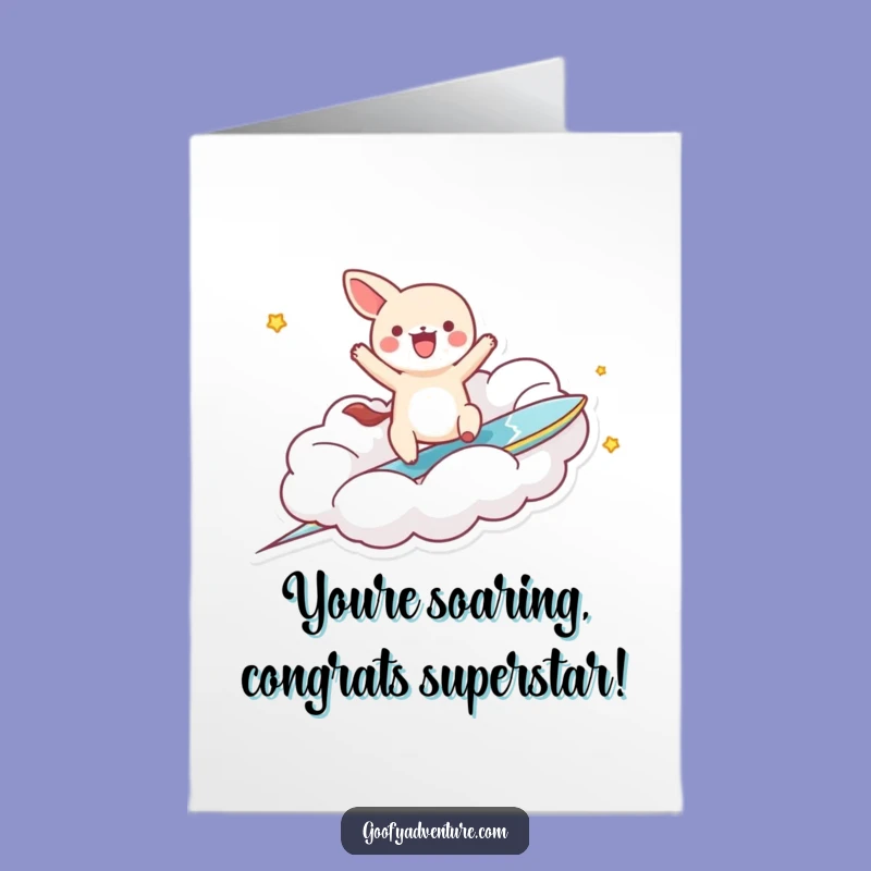 Free Printable Congrats Card: Kawaii Cloud Surfer Animal - Celebrate with Humor!