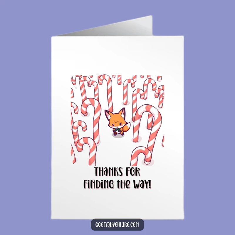 Free Printable Fox Thank You Card: Candy Maze Gratitude Humor Downloadable