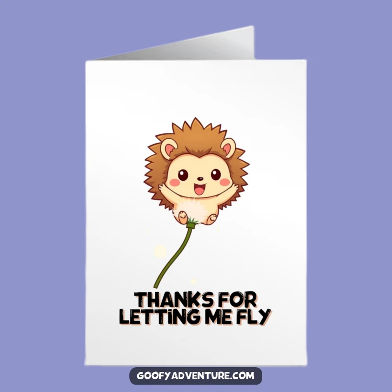 Free Printable Hedgehog Thank You Card: Funny Dandelion Grace Downloadable Gift