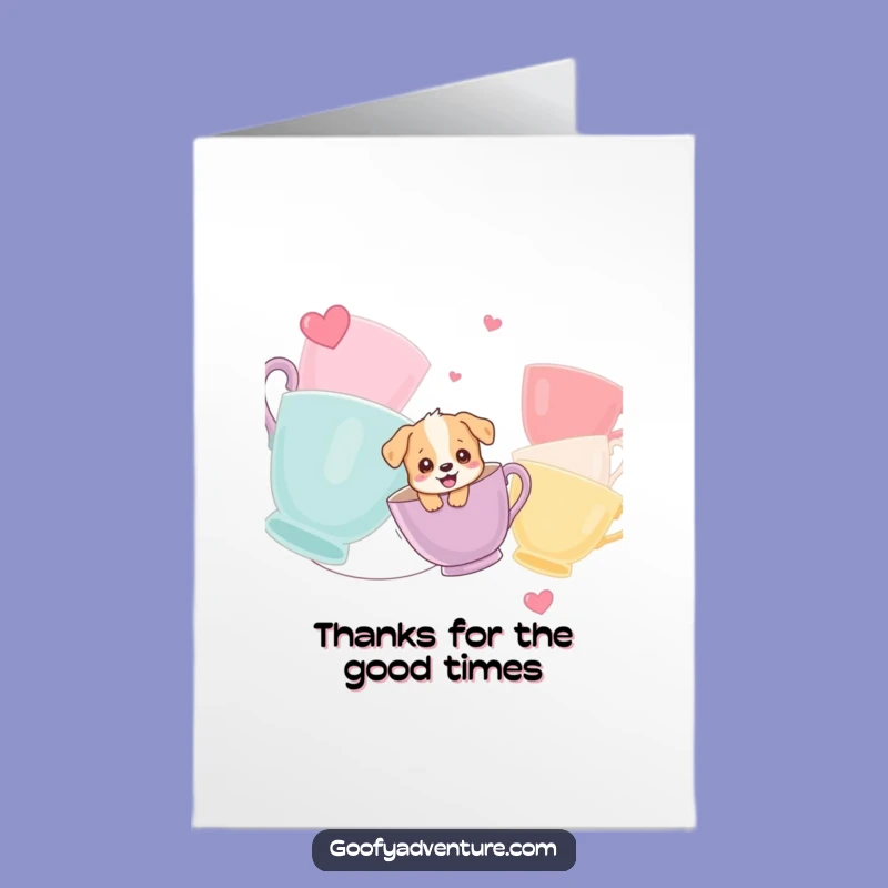 Free Printable Puppy Thank You Card: Teacup Zipline Funny Downloadable Gift