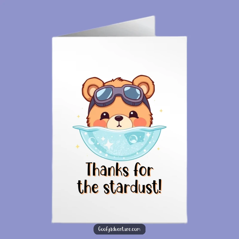 Free Printable Thank You Card: Bear Star Goggles Dive, Cosmic Gratitude Download