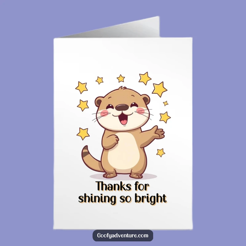Free Printable Thanks Card: Otter Juggling Stars - A Cosmic Downloadable Gift