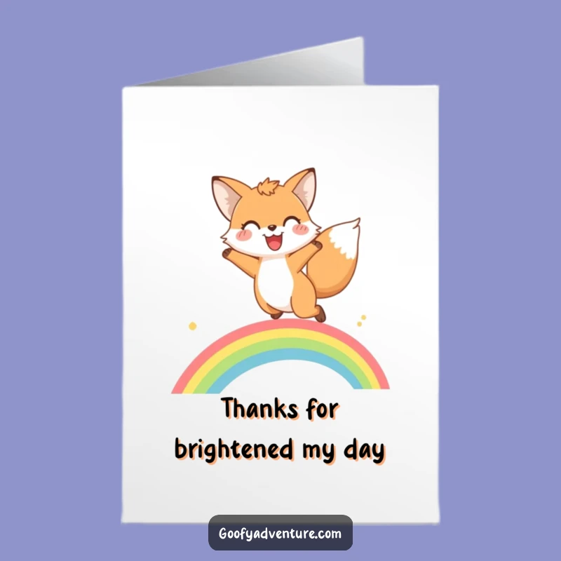Free Printable Thank You Card: Fox Rainbow Thanks, Hilarious DIY Downloadable Gift