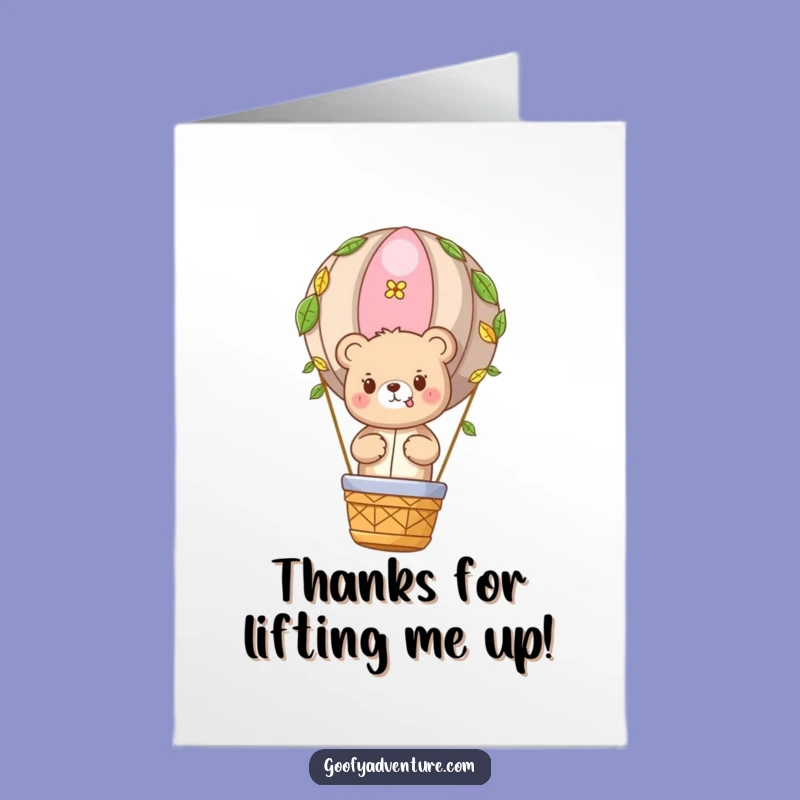 Free Printable Thank You Card: Bear's Journey Thanks, Whimsical Gratitude, Downloadable Greeting