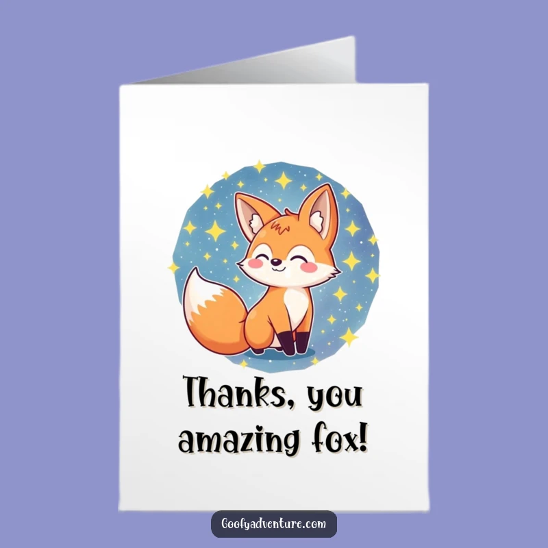 Free Printable Thank You Card: Fox in Galaxy, Unique Funny Downloadable Gift