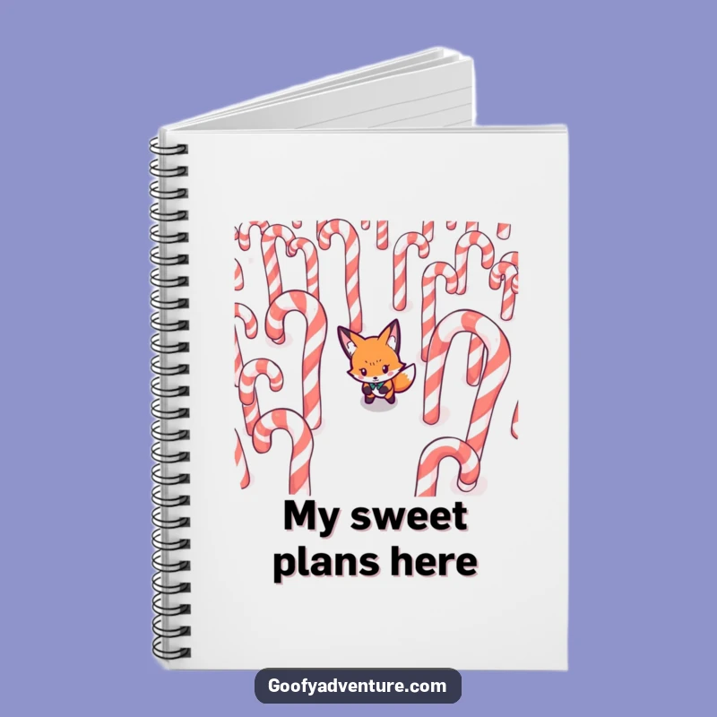 Funny Fox Notebook - Determined Candy Cane Maze Journal
