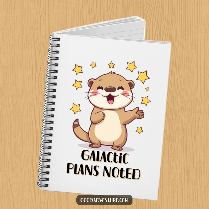 Funny Otter Notebook: A playful otter character enthusiastically juggling flying stars, perfect for cosmic brainstorming.
