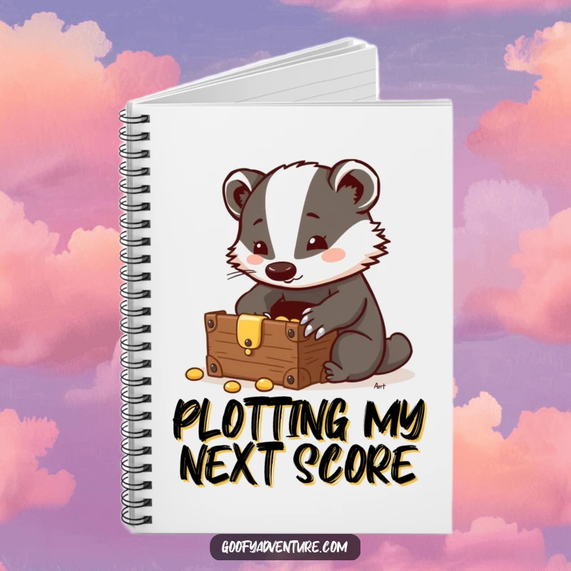 Funny Badger Notebook: A clever badger discovers a hidden treasure chest, ideal for journaling discoveries and ingenious plans.