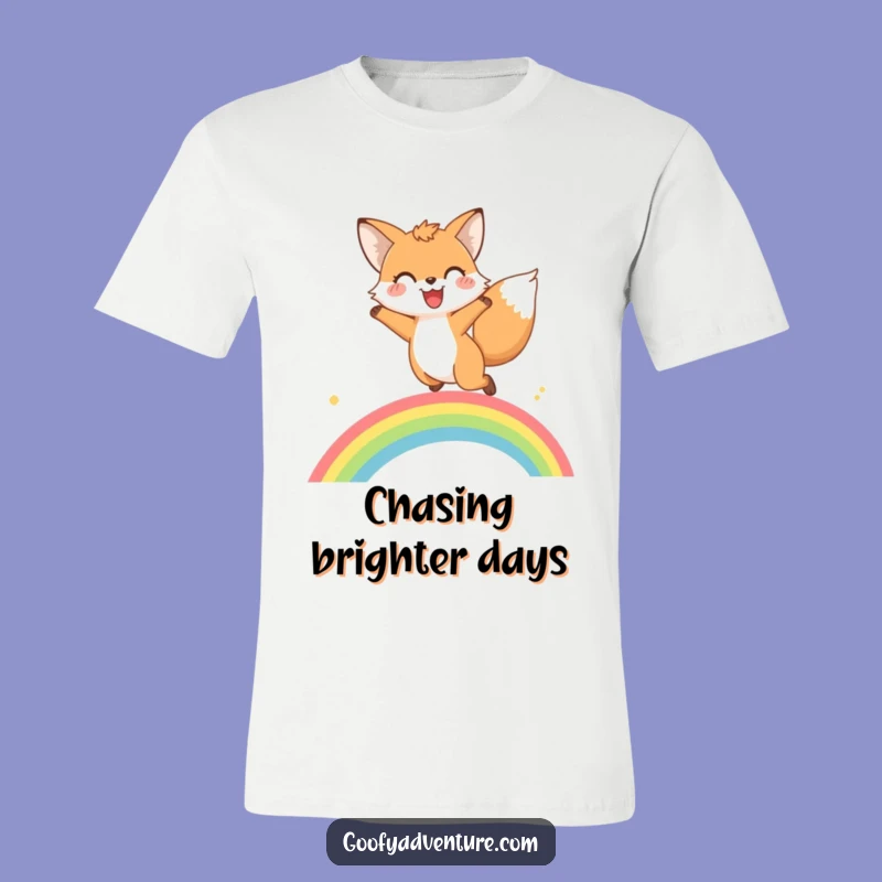 Funny Fox Rainbow Leap T-Shirt: Joyful Fox Over Colors, Awesome Whimsical Gift!