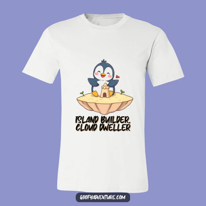 Funny Penguin Cloud Castle T-Shirt - Hilarious Giggling Penguin Tee!