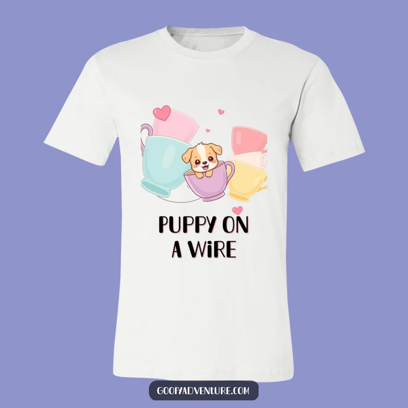 Funny Puppy T-Shirt: Giggling Pup Zipline Adventure Tee