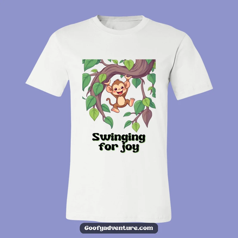 Funny Monkey Vine T-Shirt: Cheerful Monkey Swinging Tee, Adventurous Funny Gift!