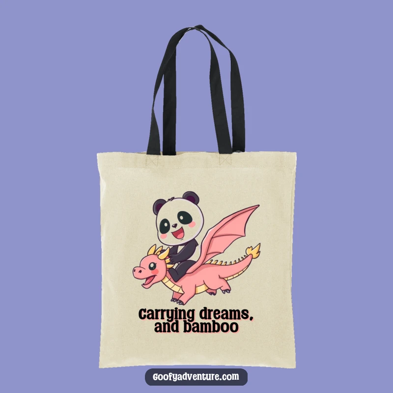 Funny Panda Dragon Rainbow Tote Bag: Cute Panda Dragon Carry-All for Magical Adventures, Great Funny Gift!