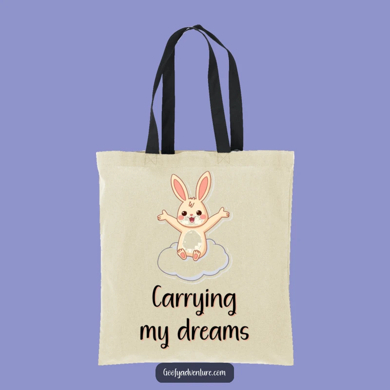 Funny Rabbit Flying Cloud Tote Bag: Carry Your Dreams, Chic Gift for Dreamers!