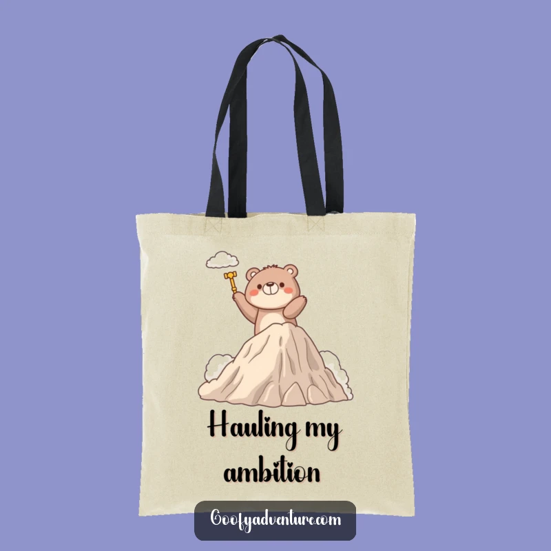 Funny Bear Tote Bag: Determined Cloud Climber Carryall Gift