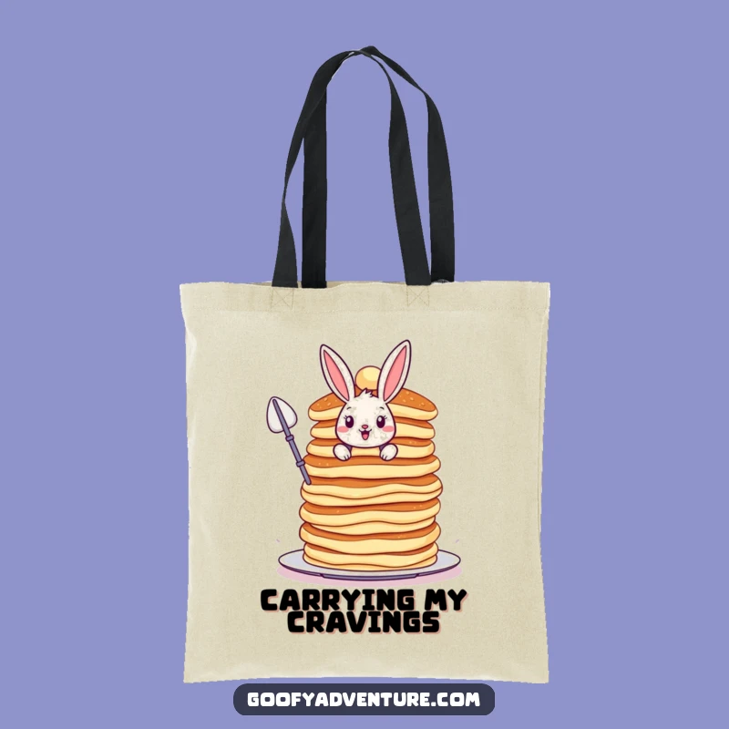 Funny Bunny Tote Bag - Chic Pancake Scaling Carry-All for Foodies
