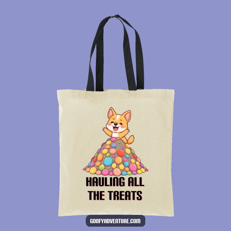 Funny Dog Candy Mountain Tote Bag: Carry Your Sweetest Treasures