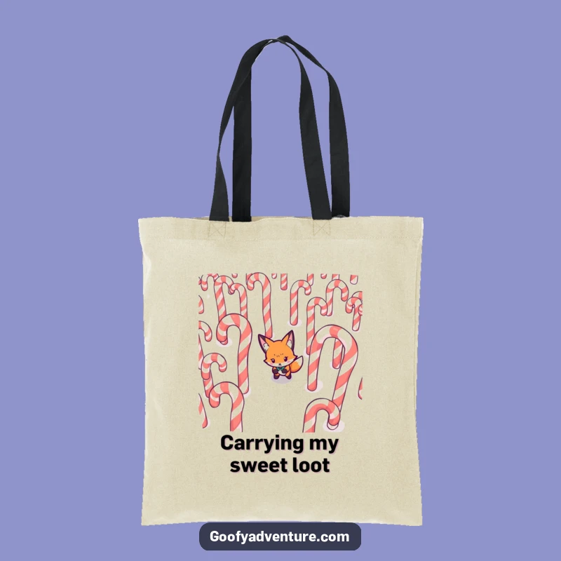 Funny Fox Tote Bag - Chic Candy Cane Maze Carry-All