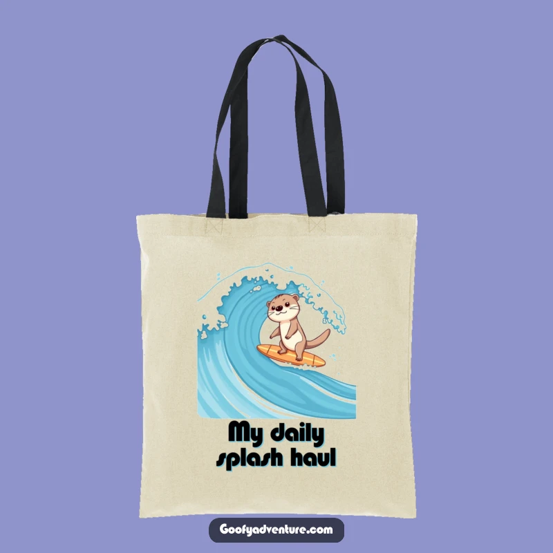 Funny Otter Surfing Tote Bag: Happy Otter Wave Carry-All for Beach Days, Great Funny Gift!